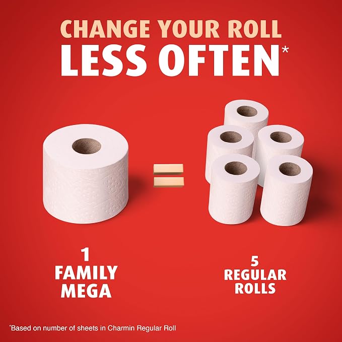 Charmin Ultra Strong Clean Touch Toilet Paper, 24 Family Mega Rolls = 120 Regular Rolls