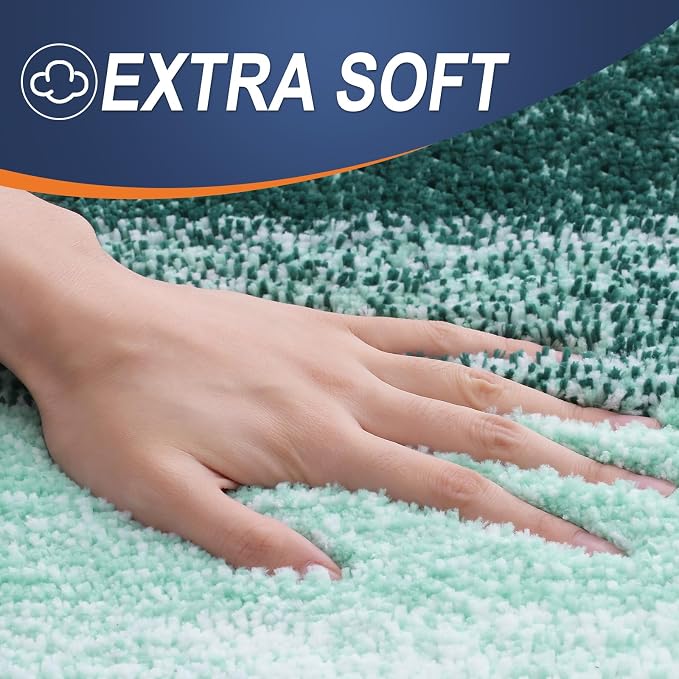 OLANLY Bathroom Runner Rug 40x20, Extra Soft Absorbent Microfiber Bath Rugs | Blackish Green, Non-Slip Quick-Drying Rubber Backing, Washable Long Bath Mat for Floor, Tub and Shower, Home Decor