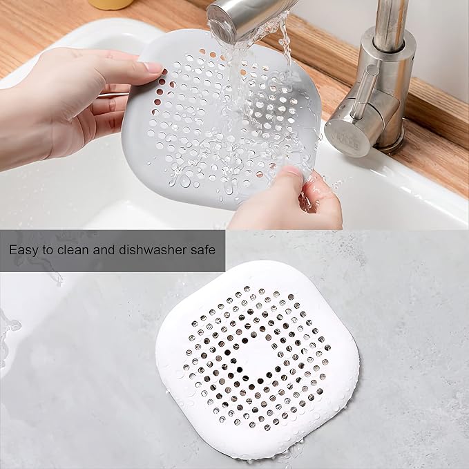 4 Pieces Drain Covers Hair Stopper for Shower Drain Bathtub Stopper Home Drain Protectors with Sucker Water Trap Sink Cover for Bathroom Bathtub and Kitchen (2 White+2 White)