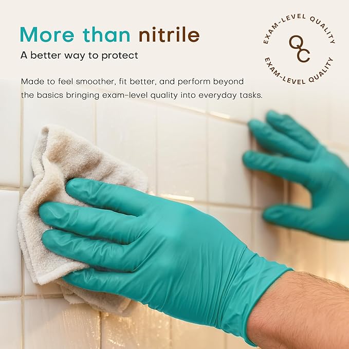 SUP Powder-Free Nitrile Exam Gloves, 100 Count Food Safe Latex-Free Disposable Gloves for Medical Lab Cooking Cleaning, Teal