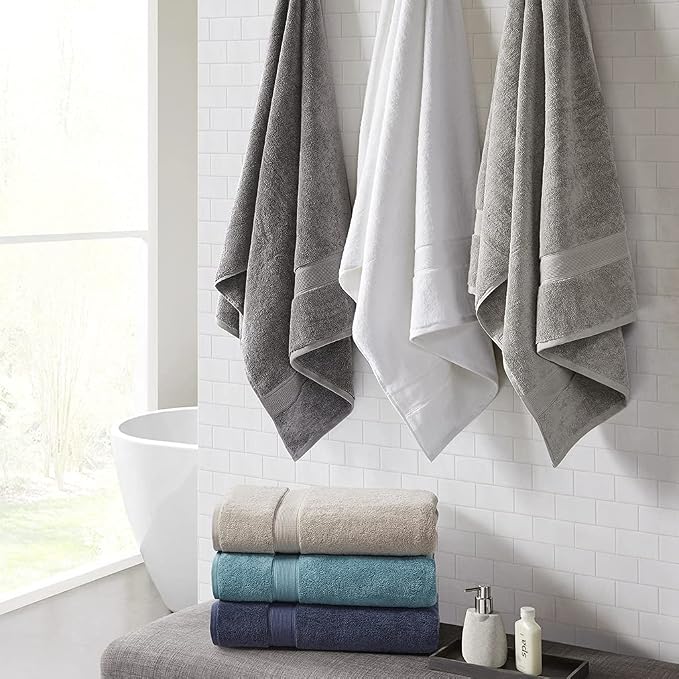 Madison Park Cotton Bath Sheet 2 Piece Oversized, 800GSM, 34" x 68" White | Long Staple, Highly Absorbent Bath Towel for Bathroom, Durable Hotel Spa Quality Quick Dry, Lint Reducing, OEKO-TEX Certified