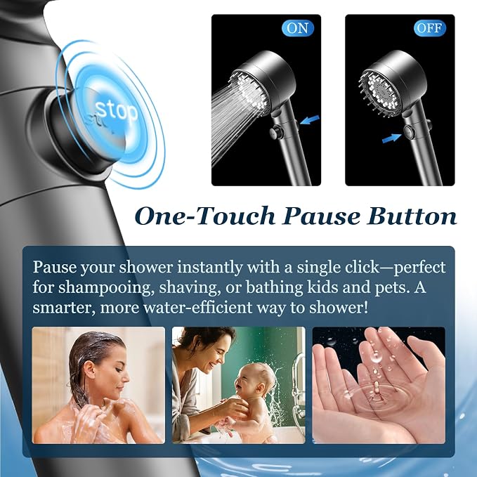 FEELSO Filtered Shower Head with Handheld, High Pressure Shower Filter Head | ON/OFF Switch, Anti-clog Nozzles, 4 Spray Showerhead with Filters for Hard Water, Remove Chlorine, Reduce Dry Itchy Skin