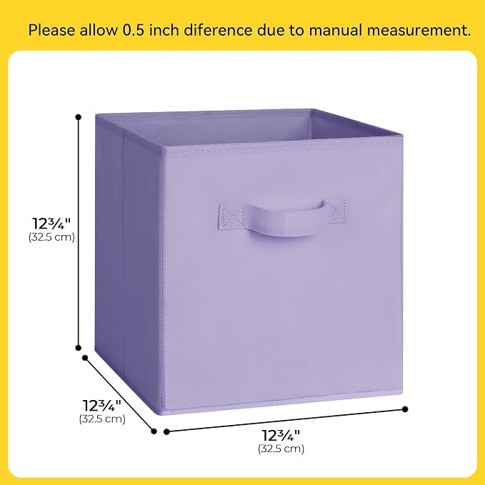Cupic Cupid 6-Pack 13x13 Storage Cube Bins, Fabric Cubes, Purple Gradient | Foldable, Reinforced Front Handle, Holds Toys, Books, Accessories, Fits Closet, Shelves, Playroom, Office, Cubby