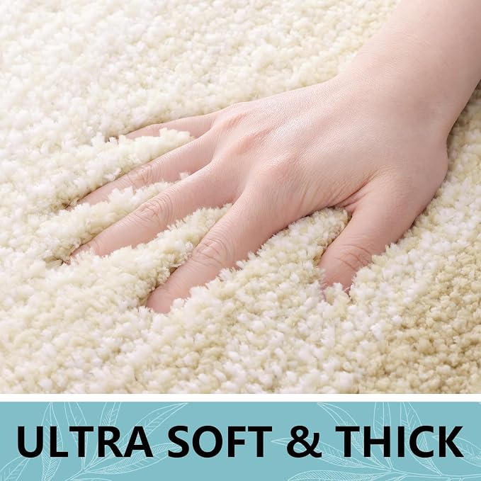 Arotive Microfiber Bathroom Rugs, Shaggy Soft Absorbent Bath Rug, 47x17 | LightBeige, Rubber Backing Thick Plush Machine Washable Dry Bath Mats for Bathroom, Tub and Shower, Rectangular