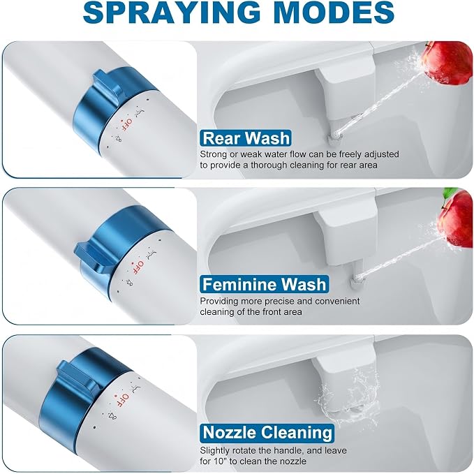 Bidet Attachment for Toilet, Non Electric Dual Nozzle, Self Cleaning Toilets Bathroom Spray for Butt Wash, Easy Slim Adjustable Pressure Control, Rv Bidets Gifts, Blue