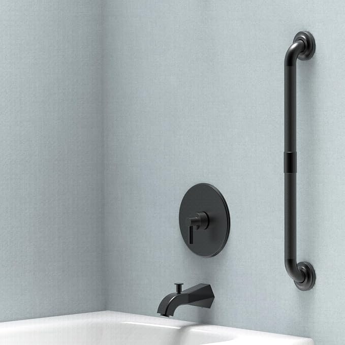 1-1/4" Knurled Grab Bar, ADA Compliant Bath Safety Shower Handrail, Bathroom Mobility Aid Handle for Seniors and Disabled, Heavy Duty 500lbs Support