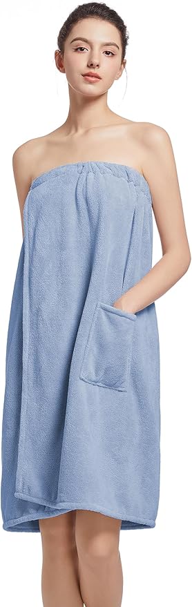 Women'S Soft Wrap Towel Full Length，Bath Robe After Shower Female Plush Long，Spa Bathrobes Lightweight With Pockets
