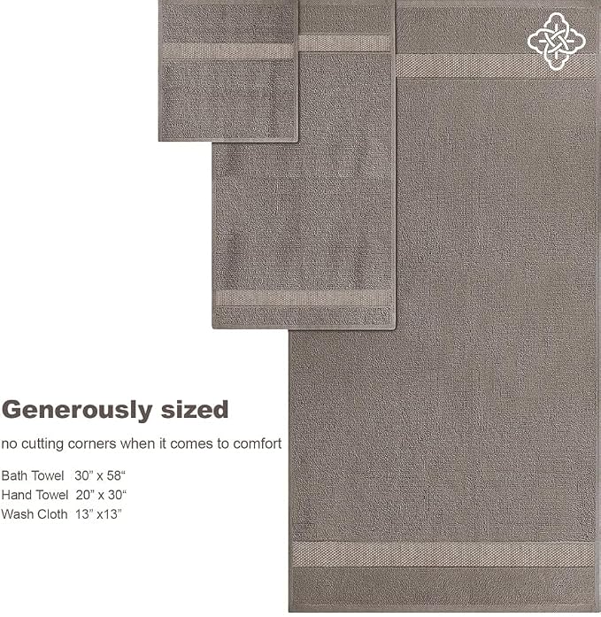 100% Organic Cotton 700 GSM Plush Washcloths 13" x 13" GOTS Certified - Taupe, Pack of 12