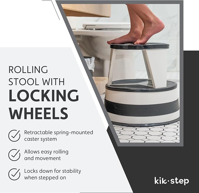 Cramer Kik Step Steel Step Stool - Two Step Stool, Holds 350 lbs (Silvertone)