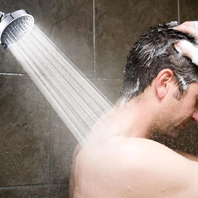 AISOSO High Pressure Rain Shower Head 2PCS 5 Modes 4.1 Inch Chrome | Low Water Pressure Compatible, Powerful Spray Fixed Showerhead for a Relaxing Indoor & Outdoor Shower
