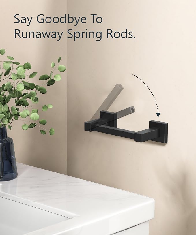 FORIOUS Commercial Toilet Paper Holder Wall Mount Bathroom Tissue Holder | Matte Black 2 Pack | SUS304 Stainless Steel Rustproof | Double Post Pivoting Toilet Paper Roll Holder| Screw-In| Square Base