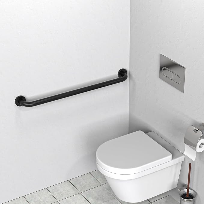 ZUEXT 32 Inch Matte Black Stainless Steel Bathroom Shower Grab Bar | Grab Bar Handle for Wall, Shower Balance Bar, Safety Hand Rail Support, for Handicap Elderly Injury Seniors, 1.25" Diameter