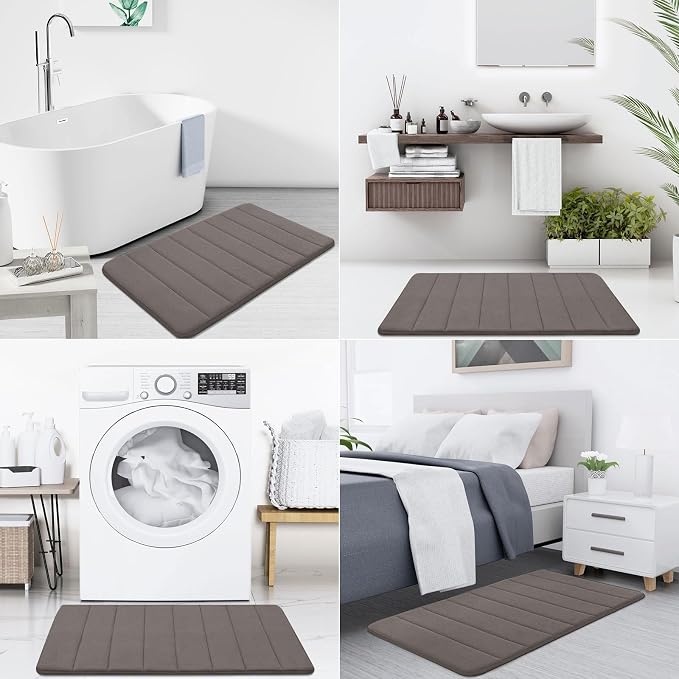 Buganda Memory Foam Bath Mat 30 x 20, Ultra Soft Absorbent Bathroom Rugs | Taupe, Machine Washable Quick Dry Bath Mats for Bathroom Floor, Shower and Tub, Home Decor Accessories