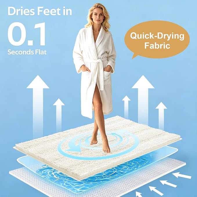 Striped Ice Cream Bathroom Rug Set 3 Pieces Ultra Soft, Non Slip Chenille Toilet Mat, Absorbent Plush Shaggy Bath Mats for Bathroom, Bedroom, Kitchen