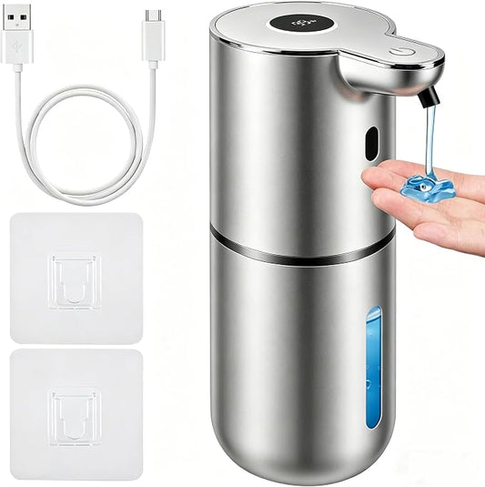 Automatic Soap Dispenser, Hand Soap Dispenser 12.8oz/380ml Smart Rechargeable, Liquid Soap Dispensers with 6-Level Touchless, Wall Mounted or Countertop Dish Soap Dispensing for Bathroom & Kitchen