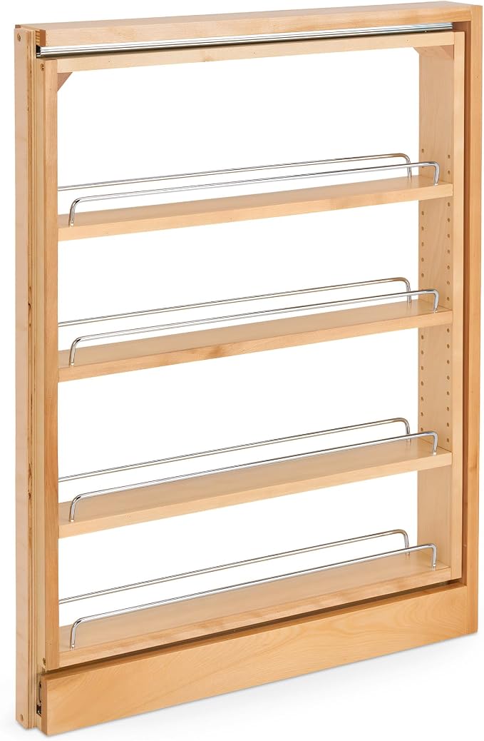 Rev-A-Shelf Kitchen Cabinet Pullout Wall Filler, 3" W x 30" H | Wooden Slide Out Pantry Storage Organizer that fits Between Two Kitchen Cabinets, New Construction Only, 432-BF-3C