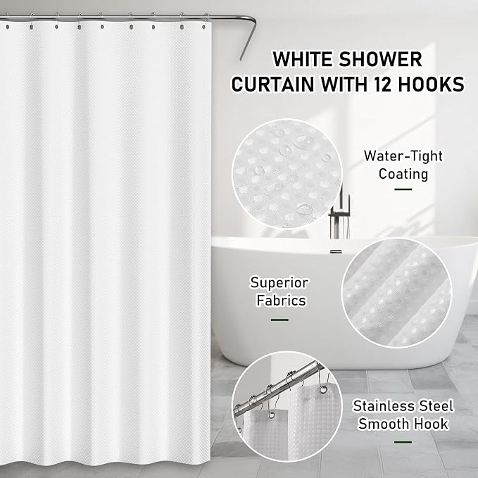 Bathroom Accessory Set - Bathroom Set, 27PC Bathroom Accessories Set, White Bathroom Sets with Shower Curtain and Rugs, Mini Trash Can, Toilet Brush, Trash Can & Soap Dispenser