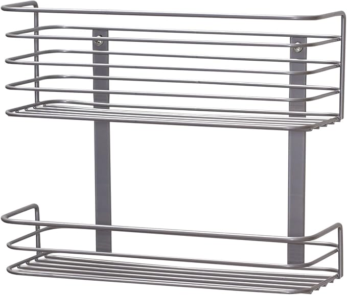 Household Essentials 1228-1 Double Basket Door Mount Cabinet Organizer | Mounts to Solid Cabinet Doors or Wall