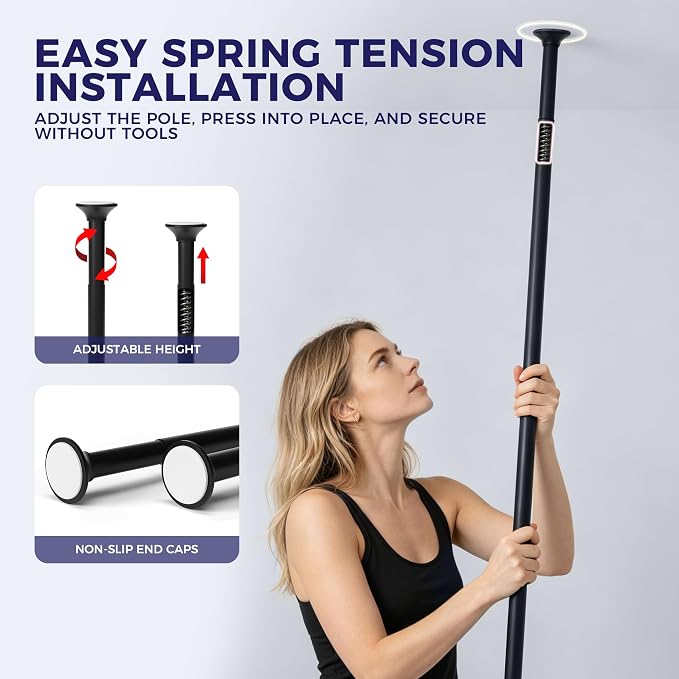 Corner Shower Caddy Tension Pole, 4-Tier Fan-Shaped Adjustable Rustproof Bathroom Organizer Shelves, 47"-125'', No-Drill Quick Installation for Inside Shower, Bathtub, Black (BLACK)