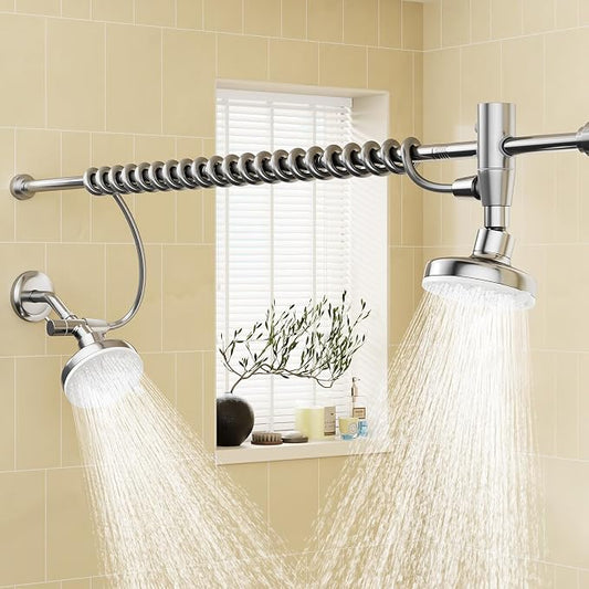 Dual Shower Head with Original Adjustable Slider, Double Showerhead, Chrome | High Pressure, Two People, 2 Showerhead System for Couples, Renter-Friendly, SPA-Like, Bathroom Gift for Women Men