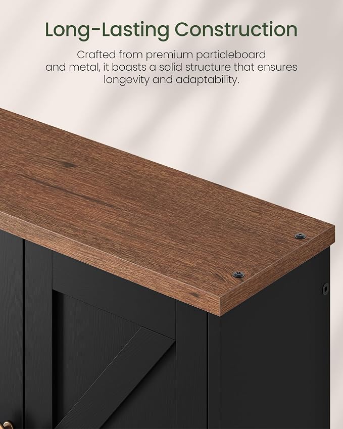 Bathroom Wall Cabinet, Medicine Cabinet with Open Partition and Towel Bar, Rustic Storage Cabinet with Open and Hidden Storage Space, for Bathroom, Living Room, Kitchen, Black and Walnut