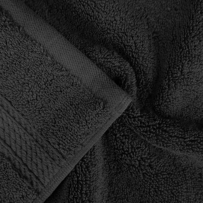 Superior Egyptian Cotton Plush & Absorbent, Face Towel Set of 6, Black | Quick Dry, Soft Luxury Towel Set, Bath Essentials for Bathroom, Guest Bath, Spa, 6 Piece Face, Madeline Towels