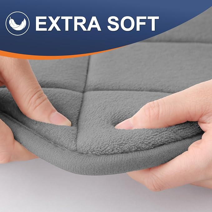 OLANLY Memory Foam Bath Mat 30x20, Ultra Soft and Absorbent Bathroom Rugs, Machine Washable, Comfortable Bath Carpet for Bathroom Floor, Tub and Shower, Grey | Grey, Quick Dry, Machine Washable Shower Bath Rugs, Comfortable Bath Carpet for Bathroom Flo...