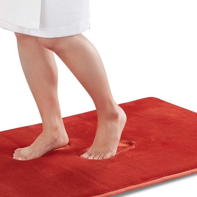Memory Foam Bath Mat Non Slip Absorbent Super Cozy Velvet Bathroom Rug Carpet (20 inches X 32 inches, Autumn Glaze)