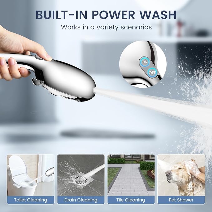 FEELSO Filtered Shower Head with Handheld, High Pressure 7-Spray Showerhead | Shower Filter Head for Hard Water, Remove Chlorine, Reduce Dry Itchy Skin, Anti-clog Nozzles, Power Wash to Clean Tub&Pet