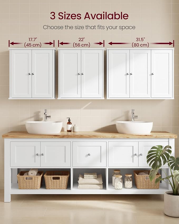 VASAGLE SIREN Collection Bathroom Wall Cabinet, Hanging Storage | Bathroom storage cabinet, for medicines, farmhouse, 2 adjustable shelves, 7.9 x 17.7 x 23.6 Inches