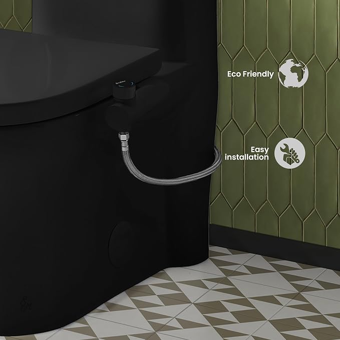 Swiss Madison Aqua Non-Electric Bidet Toilet Attachment in Matte Black with Black Knob
