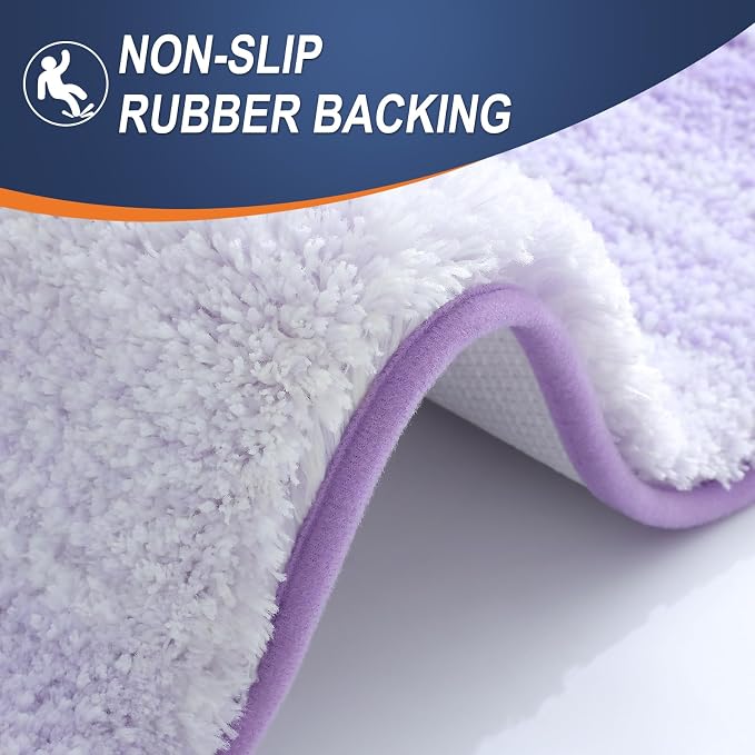 OLANLY Large Bathroom Rugs 44x32, Extra Soft Absorbent Microfiber Bath Rugs | Light Purple, Non-Slip Quick-Drying Rubber Backing, Washable Plush Bath Mat for Floor, Tub and Shower, Home Decor Accessories