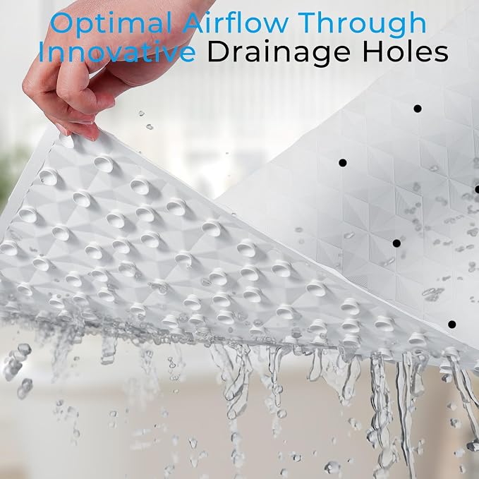 Non Slip Bathtub Mat for Bath Tub Shower - 268 Vacuum Suction Cups | 100% Natural Rubber - Unique Diamond Texture - Soft & Safe for Fatigue Relief - Machine Washable - 17 × 35 Inch