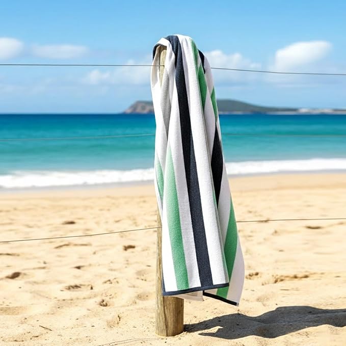 CASA COPENHAGEN Monaco Beach Towels Designed in Denmark Rough and Tough, Quick Dry, for Pool, Bath & Shower 30x60 inches 4 Pieces Cotton Beach Bath Towels Set - Teal Blue