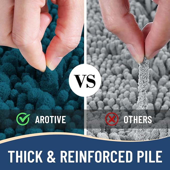 Arotive Bathroom Rugs Mat 34x21, Soft Absorbent Chenille Shaggy Bath Mat | Peacock Blue, Machine Wash Dry, Bath Rugs for Bathroom Floor, Tub and Shower, Home Decor Accessories