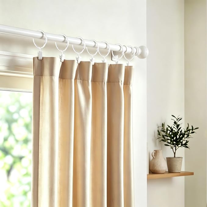 24 Pack 2 Inches Openable Curtain Rings with Clips | Drapery Metal Clip Iron Drapes Hangers Decorative for Windows Rods Rustproof, White