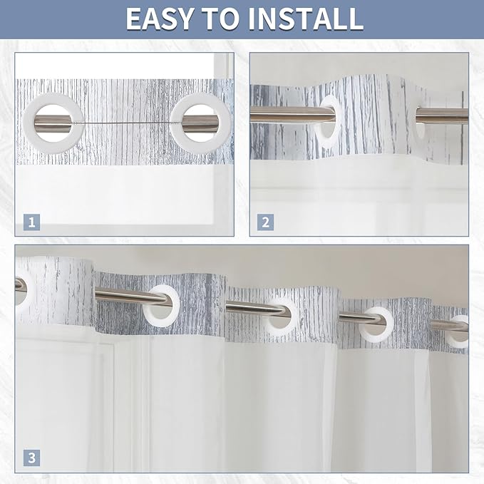 Hookless Shower Curtain with Snap in Liner，Colorful No Hook Shower Curtains for Bathroom，Shower Curtain and Liner Set for Bathroom Decor,Waterproof & Washable,72W x 75L Inch