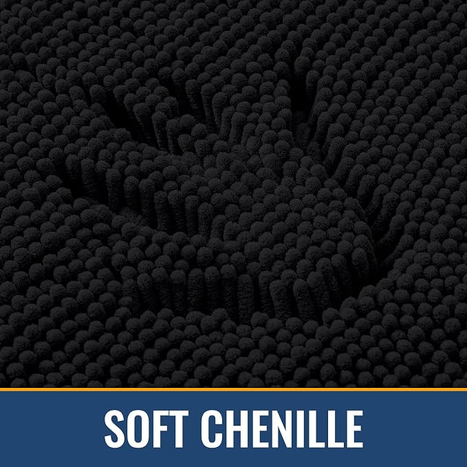 Arotive Bathroom Rugs 40x32, Soft Absorbent Shaggy Chenille Bath Rugs | Black, Machine Washable Rubber Backing Bath Mats for Bathroom Floor Tub and Shower Home Decor Accessories