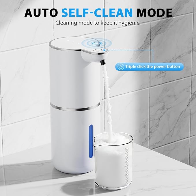 Fantictas Automatic Foaming Soap Dispenser Touchless, 4 Adjustable Levels | Foam Soap Dispenser 380ML, USB Charging Wall Mount for Kitchen & Bathroom, IPX5 Waterproof