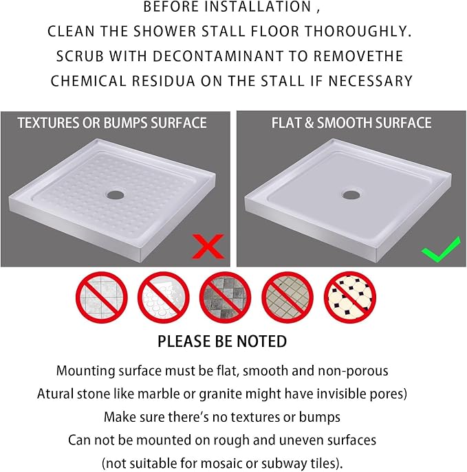 Yimobra Shower Mat 21X21 Inch Square, Non Slip Bathtub Mat with Large Suction Cups&Drain Holes, Soft Fast Dry Shower Stall Mats for Inside Shower, Machine Washable BPA-Free,Bath Essentials, Clear Gray
