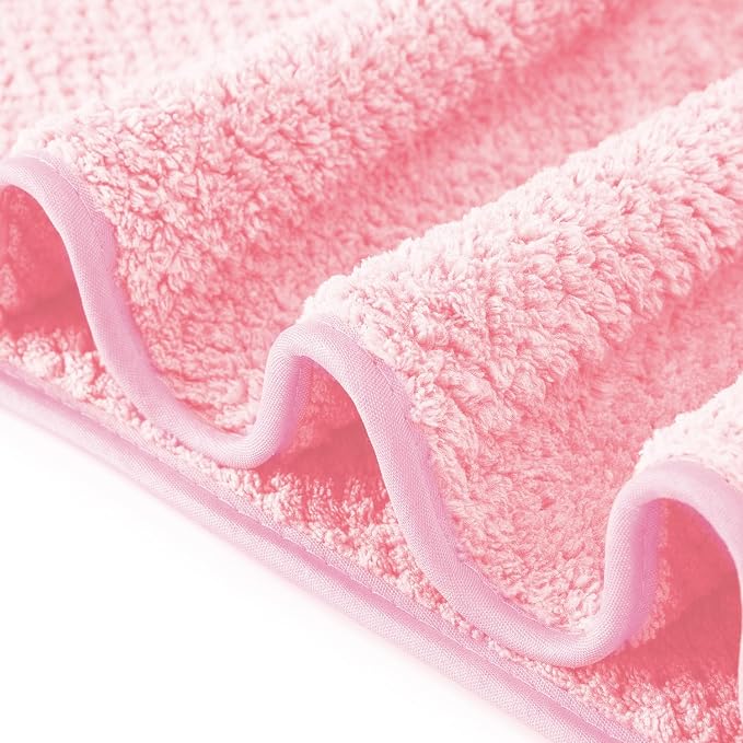 MaopaoBeauty 6 Piece Washcloth Set,100% Microfiber - Quick Dry, Thick, Soft, Plush and Highly Absorbent Luxury Hotel & Spa Bath Towel for Bathroom, Pack of 6, Pink