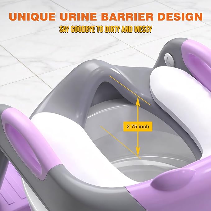 Potty Training Toilet for Toddlers, 2-in-1 Potty Training seat, Anti-Slip | SKYROKU, Fits Round & Elongated Toilets, 6 Heights, Splash Guard, Foldable, Holds 200+ lbs, Step Stool, Dishwasher Cushion
