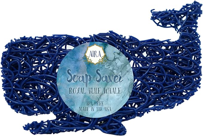 Aira Soap Saver - Dish & Holder Accessory - BPA Free Shower & Bath Holder - Drains Water, Circulates Air, Extends Life - Easy to Clean, Fits All Dish Sets - Blue Whale