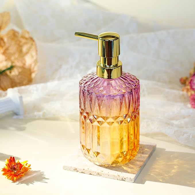 YunNasi Soap Dispenser with Pump Refillable | Liquid Hand Soap Dish Soap Dispensers for Bathroom Counter, Kitchen Sink, PurpleOrange