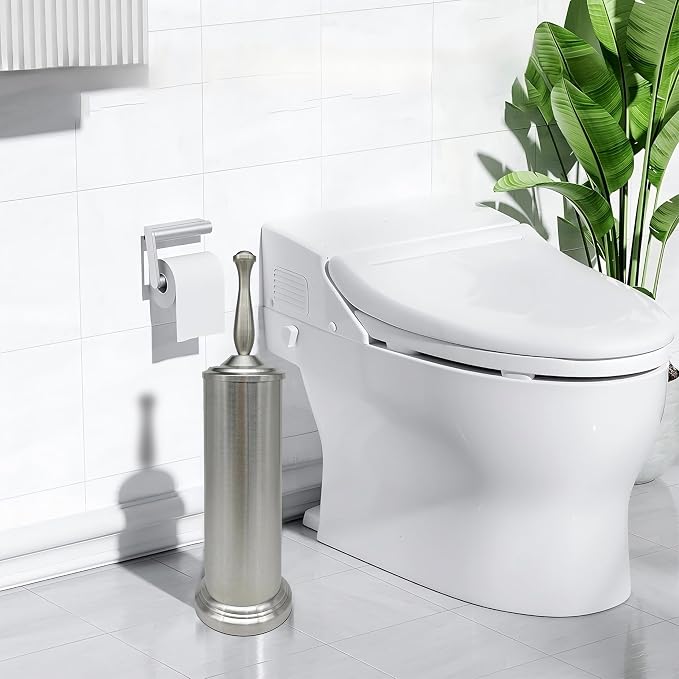 Brushed Nickel Toilet Bowl Brush with Holder, Durable Bathroom Cleaning Tool, Modern Design for Easy Toilet Maintenance, Bathroom Cleaner Brush for Efficient Cleaning and Hygiene