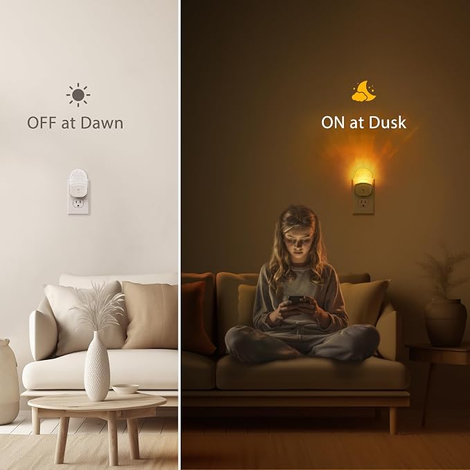 Led Night Lights Plug into Wall, 4 Packs Amber Dimmable Dusk to Dawn Night Light for Bedroom, Kids Room, Bathroom