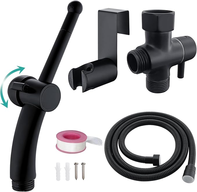 BARROCK Bidet Sprayer for Existing Toilet, Advanced Handheld Ergonomic Jet Spray Set with Precision Water Pressure Control for Muslim Shower/Feminine Hygiene/Pet Cleaning, Matte Black