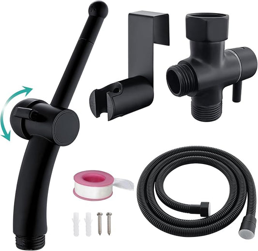 BARROCK Bidet Sprayer for Existing Toilet, Advanced Handheld Ergonomic Jet Spray Set with Precision Water Pressure Control for Muslim Shower/Feminine Hygiene/Pet Cleaning, Matte Black