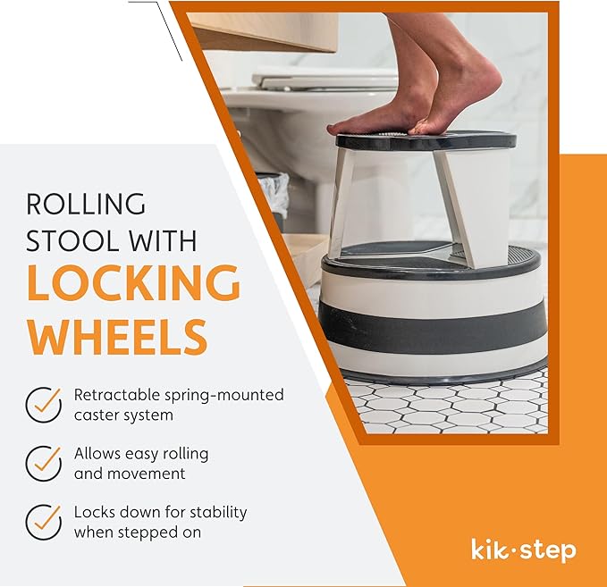Cramer Kik Step Steel Step Stool - Two Step Stool, Holds 350 lbs (Orange)