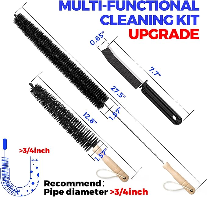 Holikme Dryer Vent Cleaner Kit 3 Pack – Crevice & 2 Lint Brushes | Flexible Nylon Bristles & Bendable Shaft Adapt to Tight Corners – Also Cleans Fridge Coils, Radiator Fins & AC Vents.